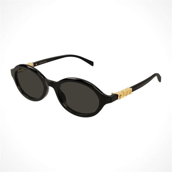 Gucci Accessories - New GUCCI Sunglasses Black 51-19-140mm Slim Round Oval Gold Metal Logo